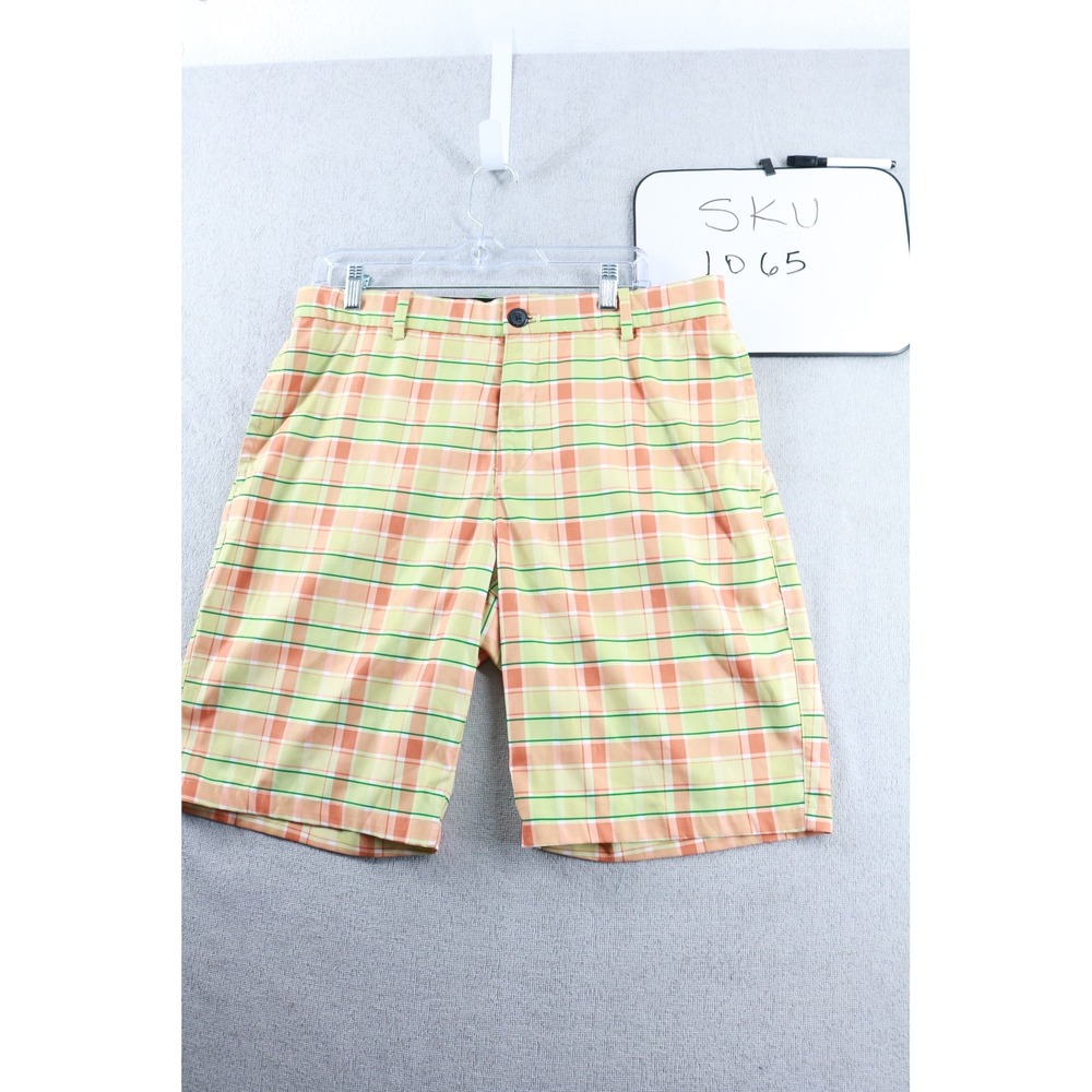 Nike Golf Shorts Mens 34 Orange Green Plaid Dri-FIT Standard Fit CI9803-251